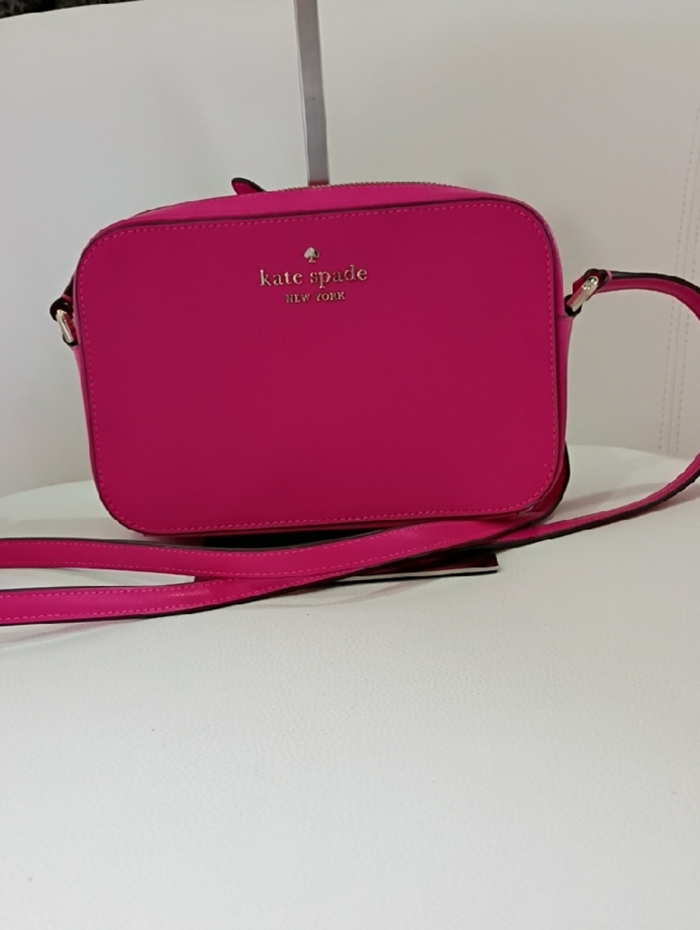 Kate Spade Saffiano Leather Hot Pink Crossbody Camera Bag